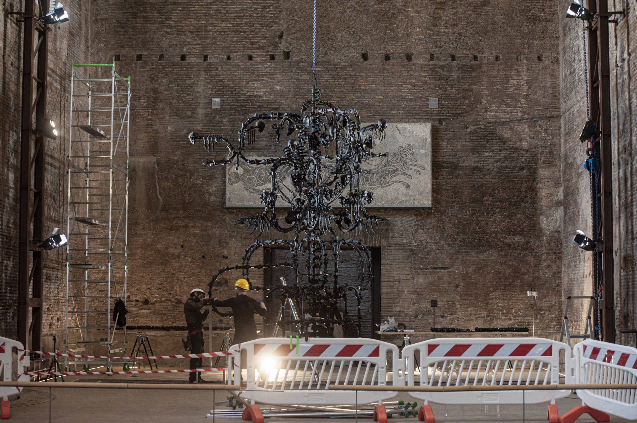 Ai Weiwei's La Commedia Umana backstage in the Terme di Diocleziano